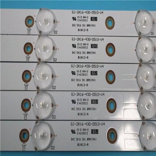 New Kit 5 PCS 10LED(3V) 842.5mm LED backlight strip for 43PFT4131 43PFS5301 GJ-2K15-430-D510 GJ-2K16-430-D510-V4 01Q58-A