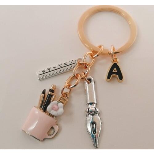 Charm enamel pen container pendant handmade key chain, teachers day small gift key ring high quality bag car key chain gift