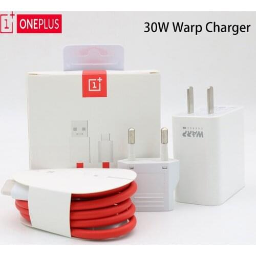Original OnePlus Warp Charge 30 Power Adapter Warp 30W US Charger 5V6A MAX Type C/USB Cable Quick Charge 30W For OnePlus 7 Pro