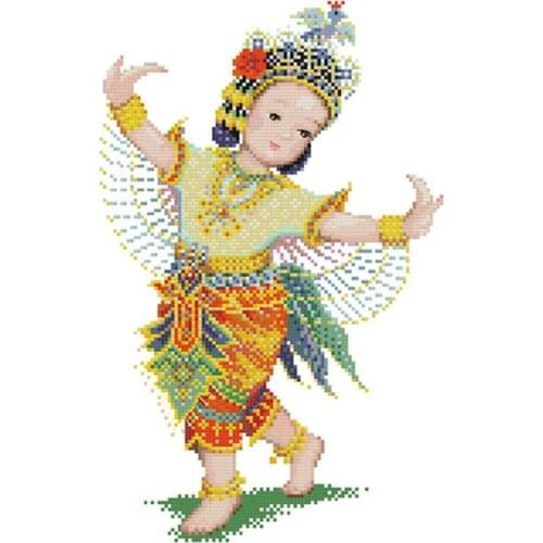 Character Pearl Dancers Cross stitch Cotton Kits Print 11CT 14CT 18CT Hand Embroidered Small Picture Material Pack