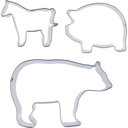 Pony, Fat pig, Big Black bear shape 3 piece biscuit cutting molds, baking tools, cake decorating soft candy tools