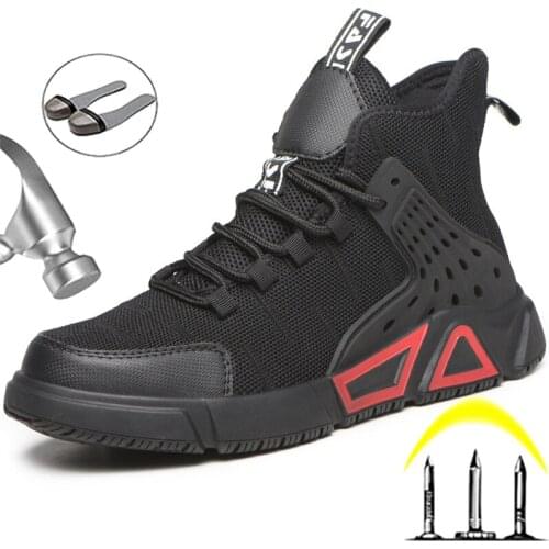 High Quality Work Boots Anti-smash Anti-puncture Safety Shoes Men Working Sneakers Steel Toe Shoes Security Boots Men Shoes