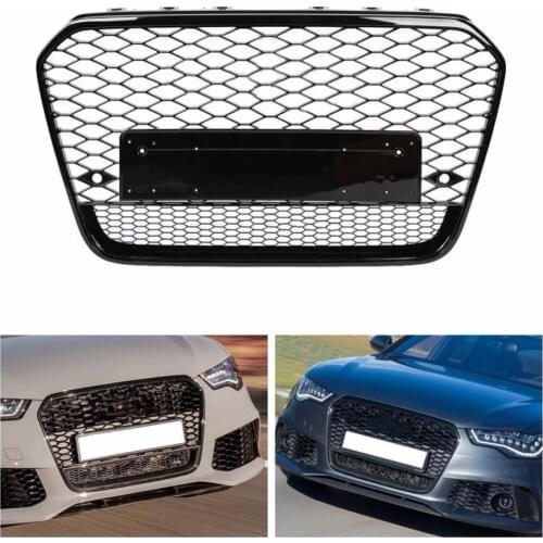 For RS6 Style Front Sport Hex Mesh Honeycomb Hood Grill Black for Audi A6/S6 C7 2012 2013 2014 2015 car-styling accessories