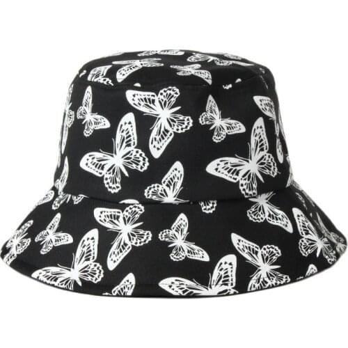 New style full print butterfly fisherman hat simple female fashion outdoor sun hat basin hat foldable tide