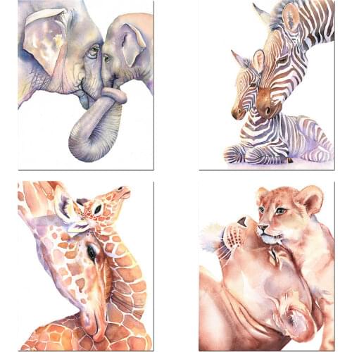 Nordic Canvas Art Diamond Painting Nursery Giraffe Lion Zebra Print Animal Wall Picture Baby Diamond Embroidery