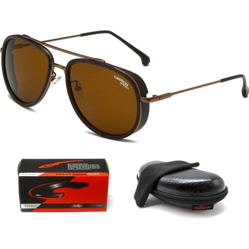 Brown Vintage Punk Sunglasses Men Women With Glasses Case Box Cleaning Cloth Retro Classic Driving Eyewear gafas de sol hombre