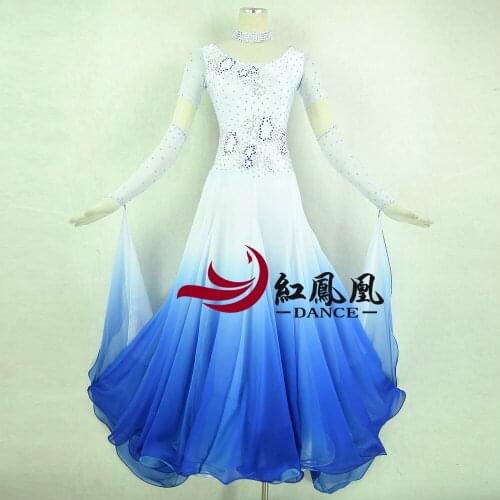 Standard Ballroom Dress Women New Of 2018 Custom Made High-necked Long Sleeved Waltz Ballroom Dance Competition Dresses