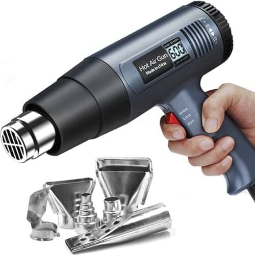 2000W 220V EU Plug Hot Air Gun Adjustable Temperatures Digtal Display Dual Wind Speed Electric Heat Gun With 6pcs Nozzles