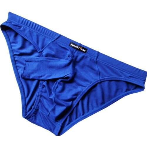 Ice Silk Men Briefs Underwear Breathable Elephant Tube Underpants Gay Lingerie Slips Brand Sexy Male Briefs Manview Penis Hole