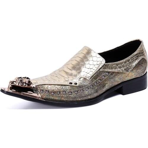 New Business Men Rivet Dress Shoes Fashion Fish-scale Pattern Men Pointed Dance Shoes Social Sapato Men Oxford Wedding Flats