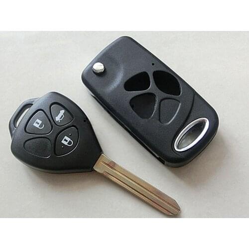 Uncut Blade FOB Car Key Case For Toyota Camry Reiz Verso Modified 3 Buttons Folding Flip Remote Key Shell