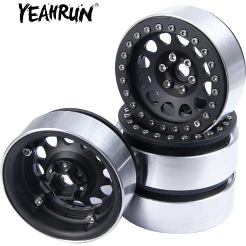 YEAHRUN 1/10 RC Crawler 2.2inch Alloy Beadlock Wheel Rims with Hub for 1/10 RC Crawler SCX10 Wraith D90