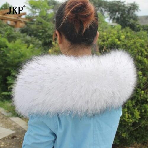 2020New Winter Real Raccoon Fur Collar Top Coat raccoon fur collar Women Neck Cap