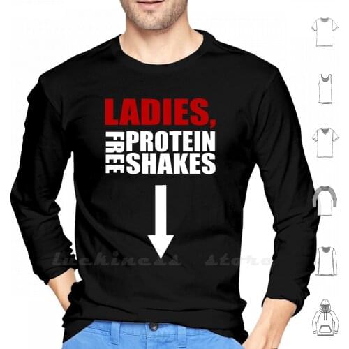 Ladies , Free Protein Shakes Hoodie Long Sleeve Ripped Generation Zyzz Lifting Lift Bodybuilding Gym Motivation Gym