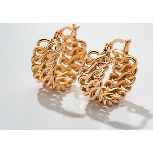 Womens Fashion Vintage Golden Stainless Steel Earrings Hollow Metal Big Circle Earrings Classic Popular Womens Jewelry 2020