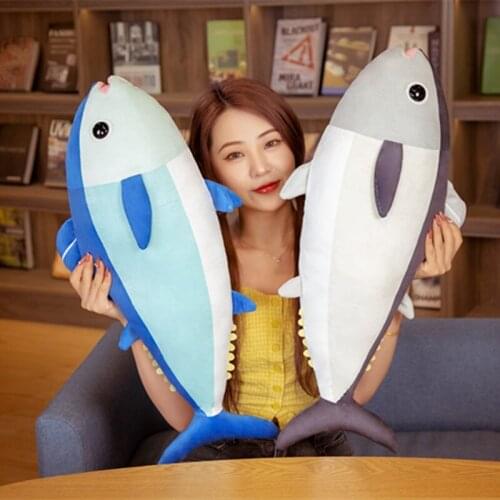 1pc 65cm Creative Anime Simulation Tunas Plush Fish Toys Stuffed Soft Sea Tunas Plush Pillow Sofa Cushion Gift Kids Toy