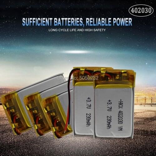 10pc 200mah 3.7V 402030 Lithium Polymer Li-Po Battery For GPS MP4 Camera Power Bank Tablet Electric Toys PAD DVD Lipo cells