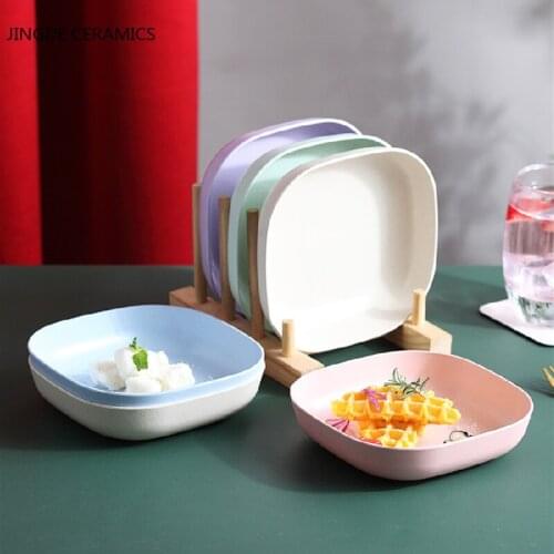 10pcs Japanese-style Food Grade Rice Husk Square Plate Snack Dessert Nut Fruit Refreshments Dishes Dip Soy Sauce Mustard Plates