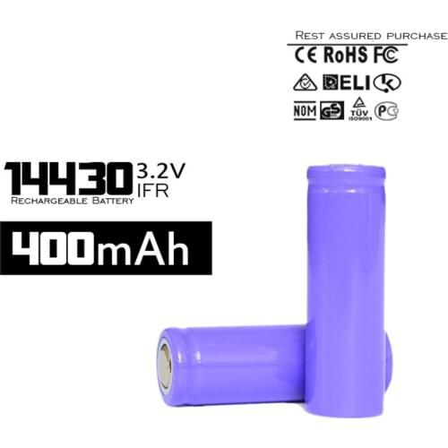 100% New Brand 4PCS Neutral Lifepo 3.2V 400mAh 14430 Rechargeable Batteries Real Capacity Battery