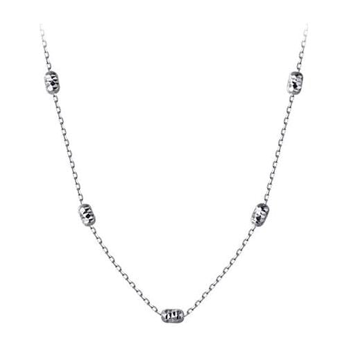 100% real 925 Sterling Silver Jewelry White Lucky Oval Bean Choker Statement Station Necklace clavicle Pendant C-D8631