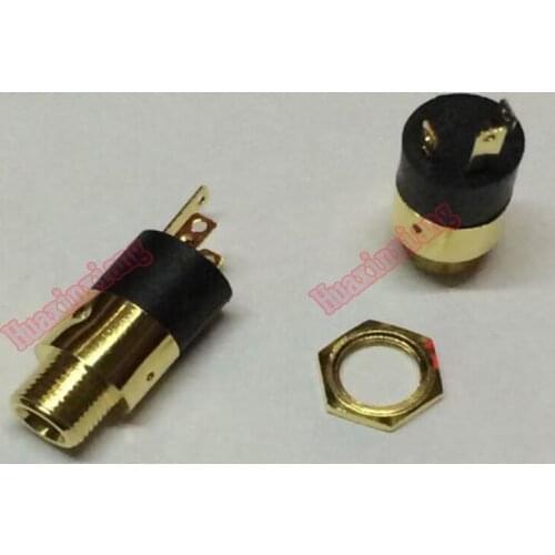 100PCS/Lot PJ-392 3.5MM Stereo Female Audio Sockect/Jack Connector with Screw Nut 3Pin Gold-Plated