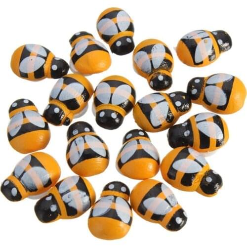 Home Decoration 100Pcs Lot Mini Bee Wooden Ladybug Sponge Self-adhesive Stickers Fridge Wall Sticker Kids Scrapbooking Baby Toys