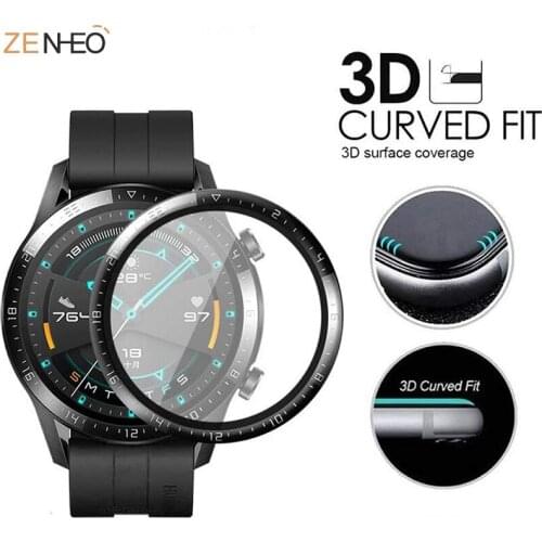 2pcs Protective Film For Huawei Watch GT2 46mm Gt2 46mm 3D Curved Soft Fibre Smartwatch Full Screen Protector (Not Glass