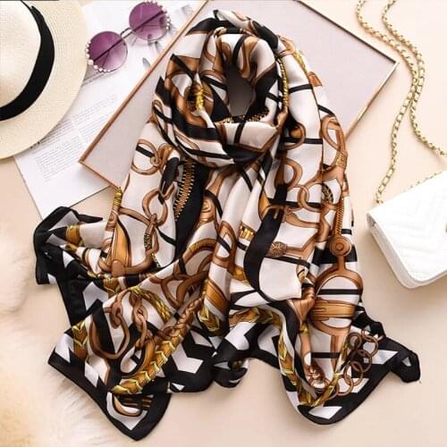 2021 Luxury Brand 180X90CM Silk Scarves Classic Silk Women Popular Silk Headscarf Fashion Print Shawl Lady Sunscreen Beach Scarf