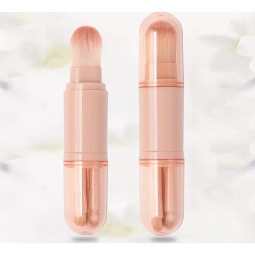4-in-1 Portable Multifunctional Brushes Makeup Beauty Tool Mini Eye And Powder Brush Skin Color