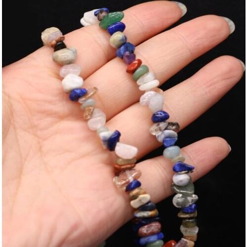 5-8mm Natural Stone Gravel Beaded Irregular Freeform Chip Loose Beaded For Jewelry Making DIY Necklace Bracelet Length 40cm