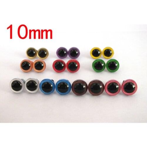 Free shipping!!! 100pcs/lot 10mm Non-toxic safety eyes bear eyes with washer top quality 10 color , mixed color toy eyes