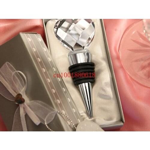 Free Shipping Hot Sale Wedding favor gift Heart Shaped Crystal RED Wine Bottle stopper,100pcs/lot