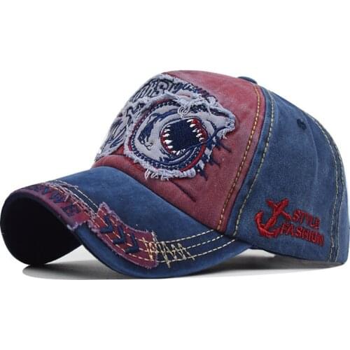 New Cotton Men baseball cap for women embroidery Shark Cap Retro Casual Streetwear Cotton Casquette Snapback Hat Outdoor Dad Hat