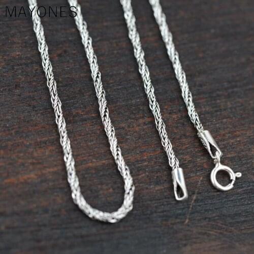 1.3mm 100% 925 Silver Necklace for Women Men Jewelry Accessorice S925 Thai Solid Silver Rope Long Chain Jewelry Making Necklaces