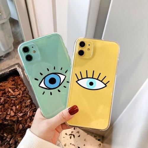 Transparent Phone Case For Iphone 7 XR Evil Eye Illustrations Phone Case For IPhone 12 11 Pro MAX XS X 6 7 8 Plus Soft TPU Cover