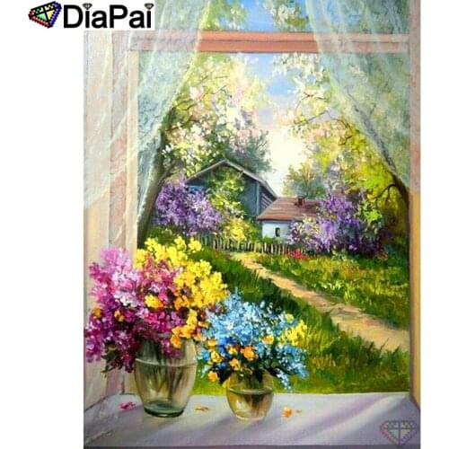 DIAPAI 100% Full Square/Round Drill 5D DIY Diamond Painting "Flower window" Diamond Embroidery Cross Stitch 3D Decor A19173