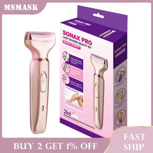 2 In 1 Lady Shaver Women Epilator Face Facial Body Hair Removal Device USB Rechargeable Shaving Machine Electric Trimmer Razor