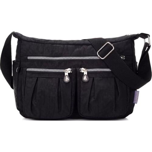 Hot New Spring Fashion Waterproof Nylon HandBags Solid Zipper Travel Bag High Quality Women Trunk Shoulder Bags