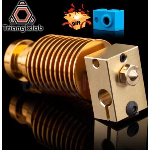 HQ Gold Heatsink V6 Brass Heater Block Hotend J-head Heater Block Heat Break Nozzle For E3D HOTEND For Titan Extruder