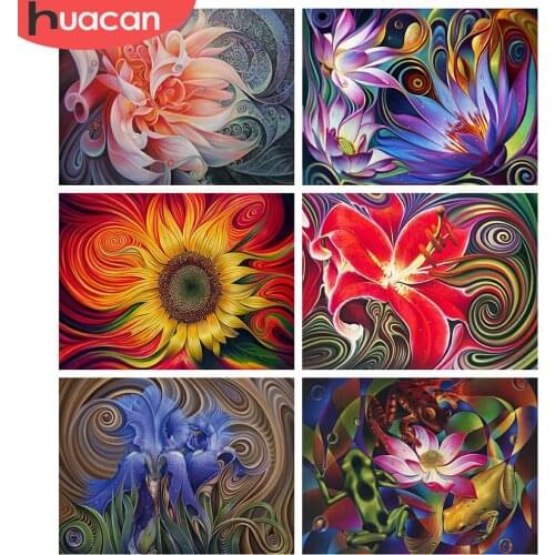 HUACAN Full Square Paint With Diamonds Flower DIY Diamond Painting Sunflower Mosaic Abstract Picture Handicraft Home Decor