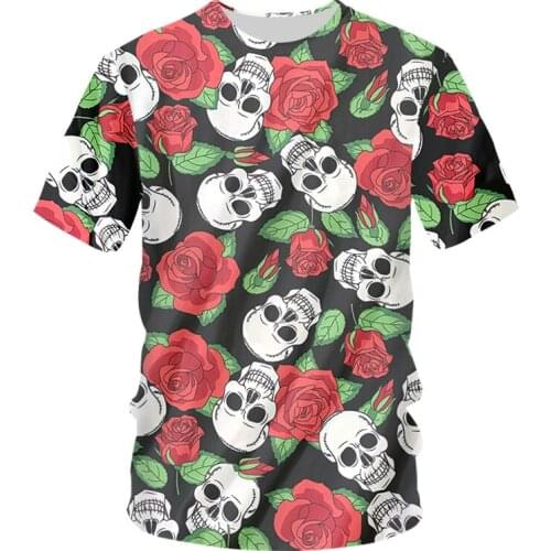 IFPD EU Size Rose Flower 3d Printed Tshirt Hip Hop Fashion Loose Short Sleeve Anime Skull T Shirt Harajuku Men Tops Clothing