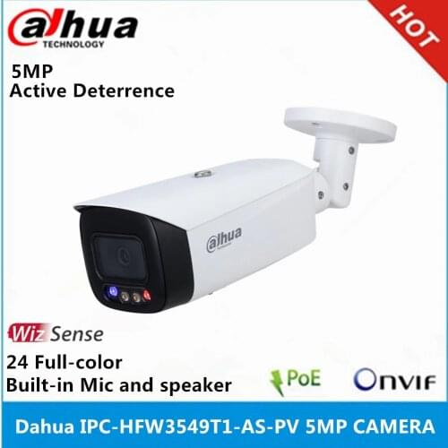 Dahua IPC-HFW3549T1-AS-PV 5MP 24 Hours Full-color Active Deterrence Fixed-focal Bullet WizSense Network IP Camera