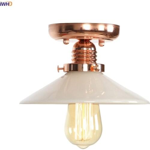 IWHD Loft Decor White Glass Ceiling Lamp Bedroom Living Room Lights Industrial Vintage Ceiling Light Fixtures Luminaria De Techo