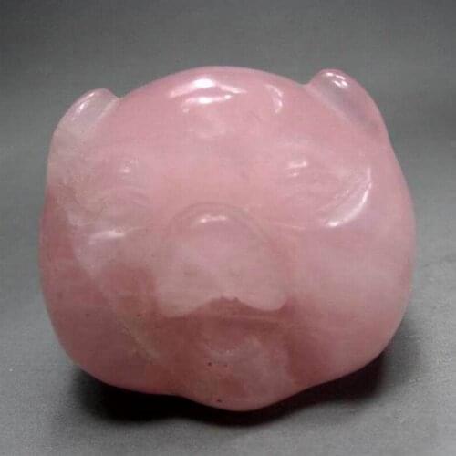 1.5"/113g Rose Quartz Pig Handmade Stone Carving - crystals and stones healing Mineral specimen Home Decor feng shui XX0327/14