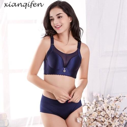 Xianqifen seamless bralette bras set panties wireless brassiere brief sexy lingerie super push up underwear plus size intimates