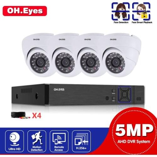 H.265 Home CCTV Security System Kits 4CH HD-TVI 5MP DVR 4PCS 5MP Night Vision Outdoor Surveillance Waterproof Camera Set