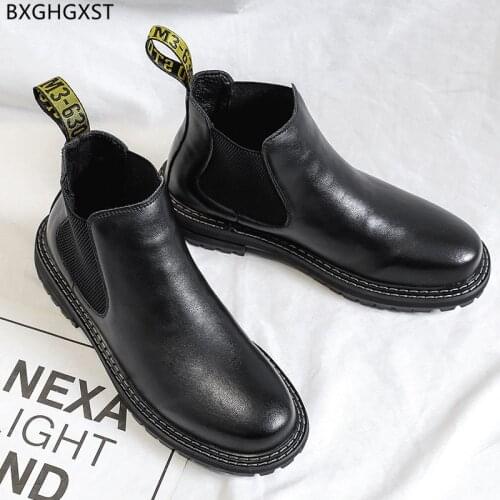 Leather Boots Men Winter Shoes Chelsea Boots Men Casual Shoes Outdoor Shoes for Man 2021 Motorcycle Boots for Men Male Chaussure
