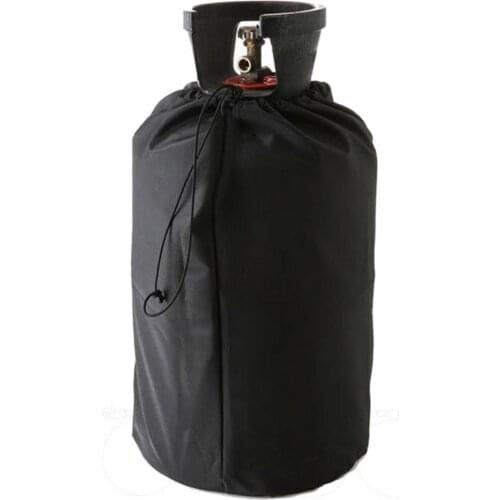 20lb Propane Tank Cover With Drawstrings 210D Black Oxford Cloth Waterproof Dustproof Outdoor Gas Stove Bottle Protection Cover