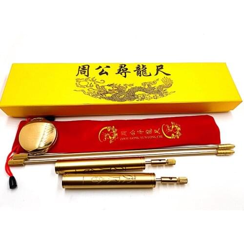 Ya.x Brass FENG SHUI Compass Magnetic Divine Dragon Dowsing Rod Gold Search Tool. Probe 2piece/set