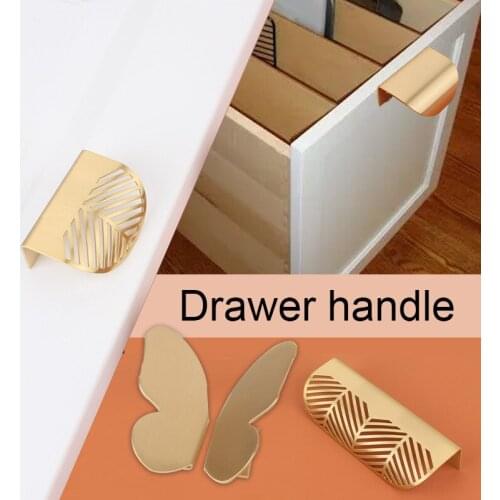 Leaf Butterfly Shape Furniture Cupboard Cabinet Wardrobe Drawer Pull Knob Brass Door Handle Hardware Furniture Accessory